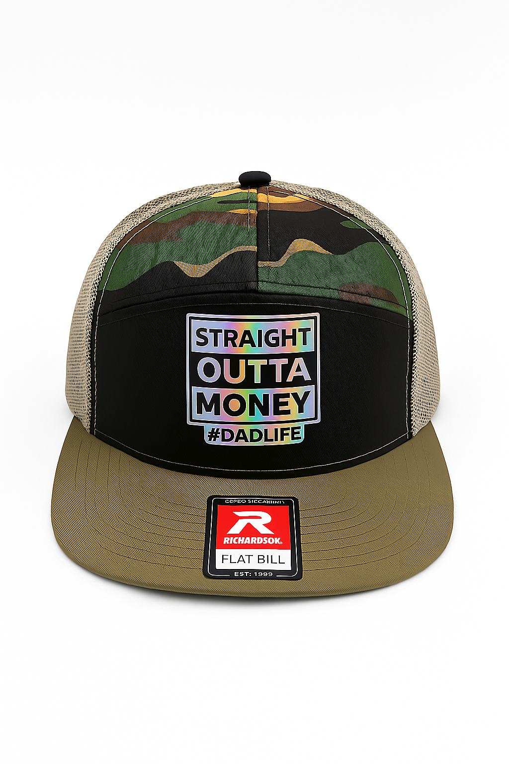 Straight Outta Money #DadLife Camo Richardson snap back Hat